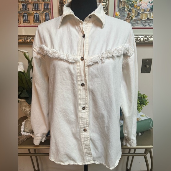 MICHAEL JACKSON GRAPHIC PRINT VINTAGE FRINGE KING OF POP SHIRT/ SHACKET SZ M - Picture 6 of 7